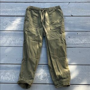 Lilla P Cotton Army Green Cargo Style Tie Front Pants